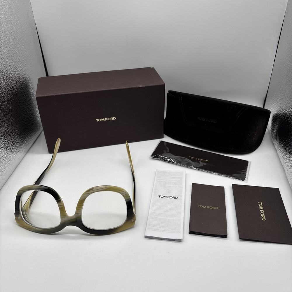 Tom Ford FT5315 062 Brown Horn Striped Eyeglasses Frame Full Box Set Case Italy